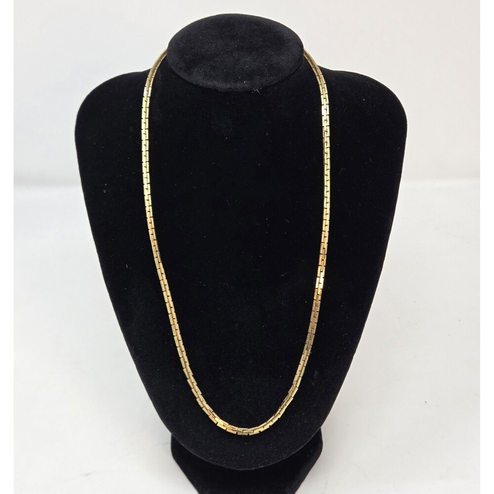 Monet Signed Vintage Gold Tone Box Link Chain Necklace 18" Lobster Clasp